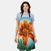 Tablier Fleur de lys orange vibrant en fleurs (Porté)
