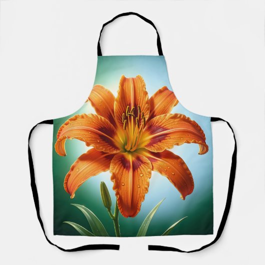 Tablier Fleur de lys orange vibrant en fleurs (Recto)