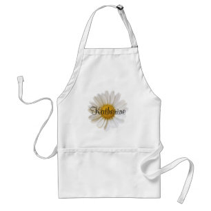 Tablier Fleur de marguerite blanc unique Votre nom Floral