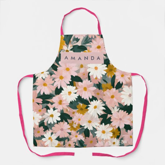 Tablier Fleur de Marguerite Rose et Blanche Enchantissante (Recto)