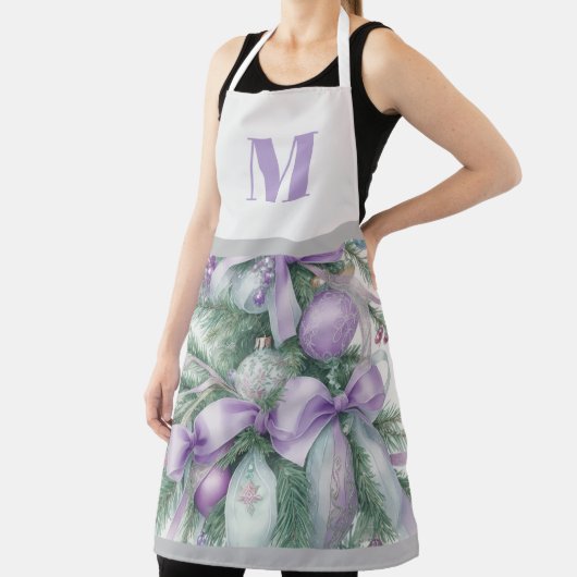 Tablier Fleur de Noël violet et vert (Insitu)