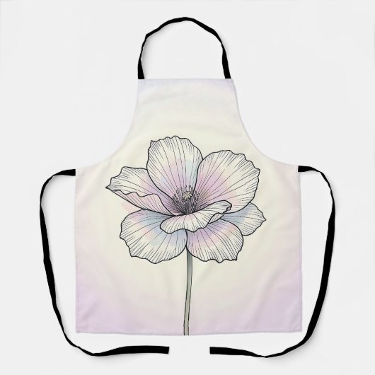 Tablier Fleur de pavot pastel délicate (Recto)