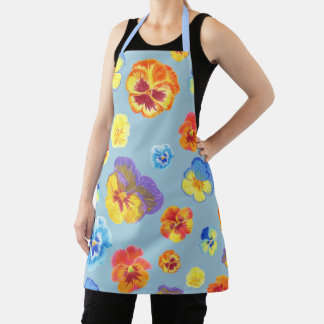 Tablier fleur de pensée bleue printanière colorée