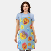 Tablier fleur de pensée bleue printanière colorée (Porté)