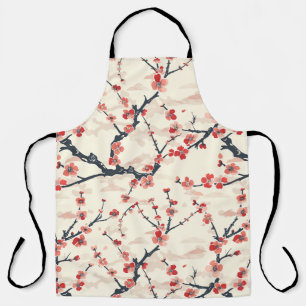 Tablier Fleur de prunier rouge corail japonais Motif de va