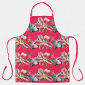 Tablier Fleur de Shabit Rouge Lys floral Cuisine Apron (Recto)