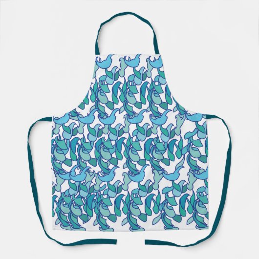 Tablier Fleur de vigne de jade bleu Floral (Recto)