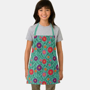 Tablier Fleur de vigne du milieu du siècle   Enfant vert d
