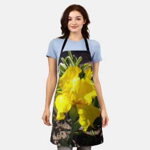 Tablier Fleur d'Iris Jaune, Pleine Impression