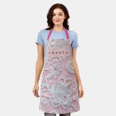 Tablier Fleur en Dentelle Rose Pâle Douce Élégante Personn (Porté)