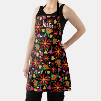 Tablier Fleur ethnique brillante broderie mexicaine