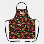 Tablier Fleur ethnique brillante broderie mexicaine (Recto)