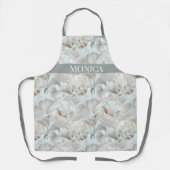 Tablier Fleur florale de grande pivoine blanche moderne (Recto)