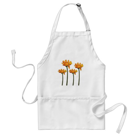 Tablier Fleur Florale Orange Rouge Fantaisiste (Devant)