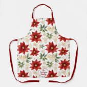 Tablier Fleur florale Poinsettia élégant Noël (Recto)