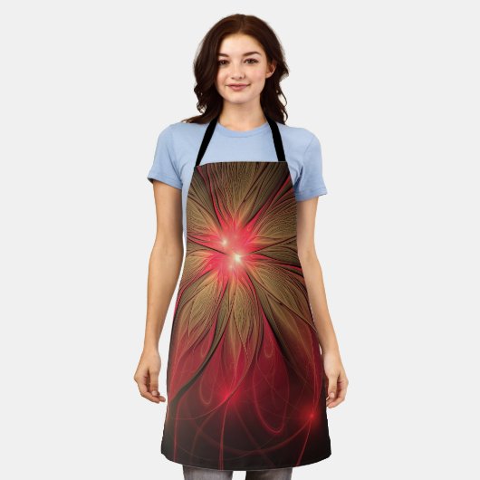 Tablier Fleur fractale de fansy rouge (Porté)