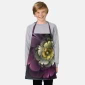Tablier Fleur fractale grise pourpre moderne abstraite (Porté)