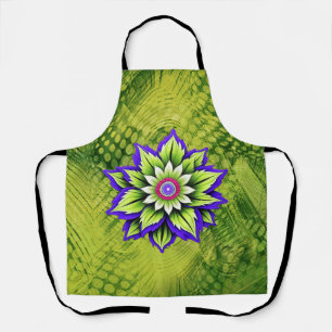 Tablier Fleur géométrique avec des pétales violets et vert