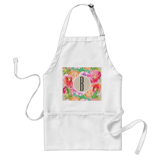 Tablier Fleur Kraft Moderne Rustique Botanique Colorée (Devant)