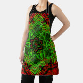 Tablier Fleur Mandala de tissage rouge et vert (Insitu)