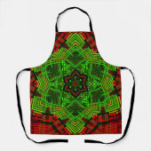 Tablier Fleur Mandala de tissage rouge et vert (Recto)
