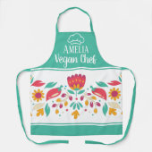 Tablier Fleur mexicaine vert de mer (Recto)