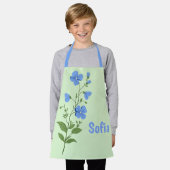Tablier Fleur moderne élégante bleu fille mignonne chic (Porté)