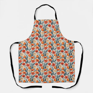 Tablier Fleur orange et beige sans couture avec feuilles v
