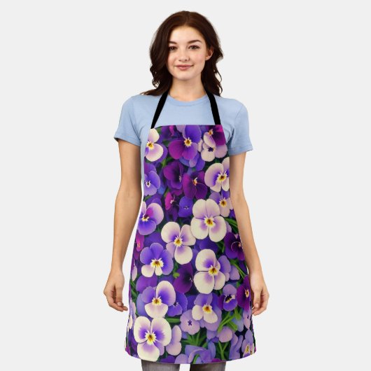 Tablier Fleur Pansy Violet (Porté)