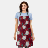 Tablier Fleur Poinsettia Rouge et Vert Noël Floral (Porté)