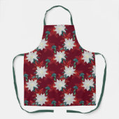 Tablier Fleur Poinsettia Rouge et Vert Noël Floral (Recto)