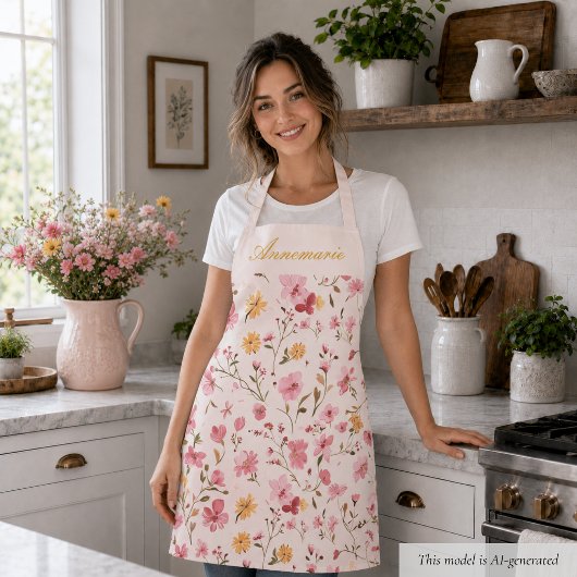 Tablier Fleur rose