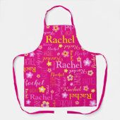 Tablier Fleur rose nom abrégé Rachel (Recto)