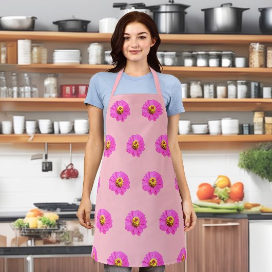 Tablier Fleur rose Zinnia Motif sans couture sur Apron