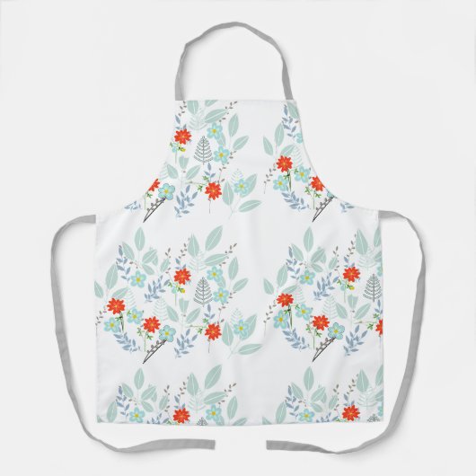 Tablier Fleur rouge + Feuilles (Recto)