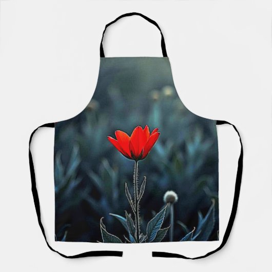Tablier Fleur Rouge Nuit Sombre Solitude Art (Recto)