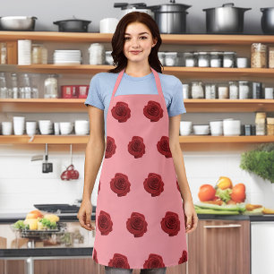 Tablier Fleur rouge rose Motif sans couture sur Apron