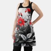 Tablier Fleur rouge sur Plante noir blanc (Insitu)