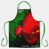 Tablier Fleur rouge Tulip humide sur vert (Recto)