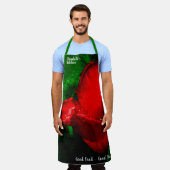 Tablier Fleur rouge Tulip humide sur vert (Porté)