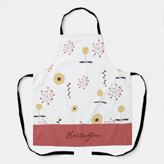 Tablier Fleur sauvage boho personnalisée (Recto)