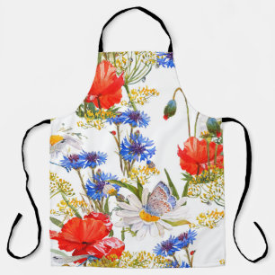 Tablier Fleur sauvage : couleur bleu foncé bleu clair