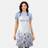 Tablier Fleur sauvage de couleur bleu violet jaune Nom per (Porté)