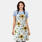 Tablier Fleur sauvage et Motif de tournesol blanc (Porté)