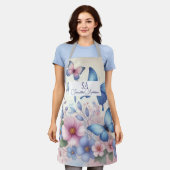 Tablier Fleur sauvage et papillon personnalisé | N (Porté)