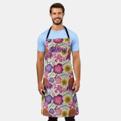 Tablier fleur sauvage Floral Beige Personnalisé (Porté)