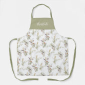 Tablier Fleur Sauvage Floral Script Personnalisé (Recto)