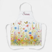 Tablier fleur sauvage rose et bleu (Recto)