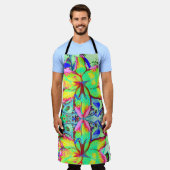 Tablier Fleur tropicale fleurie fleurie verte rose (Porté)