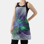 Tablier Fleur verte abstraite moderne fractale violette (Insitu)